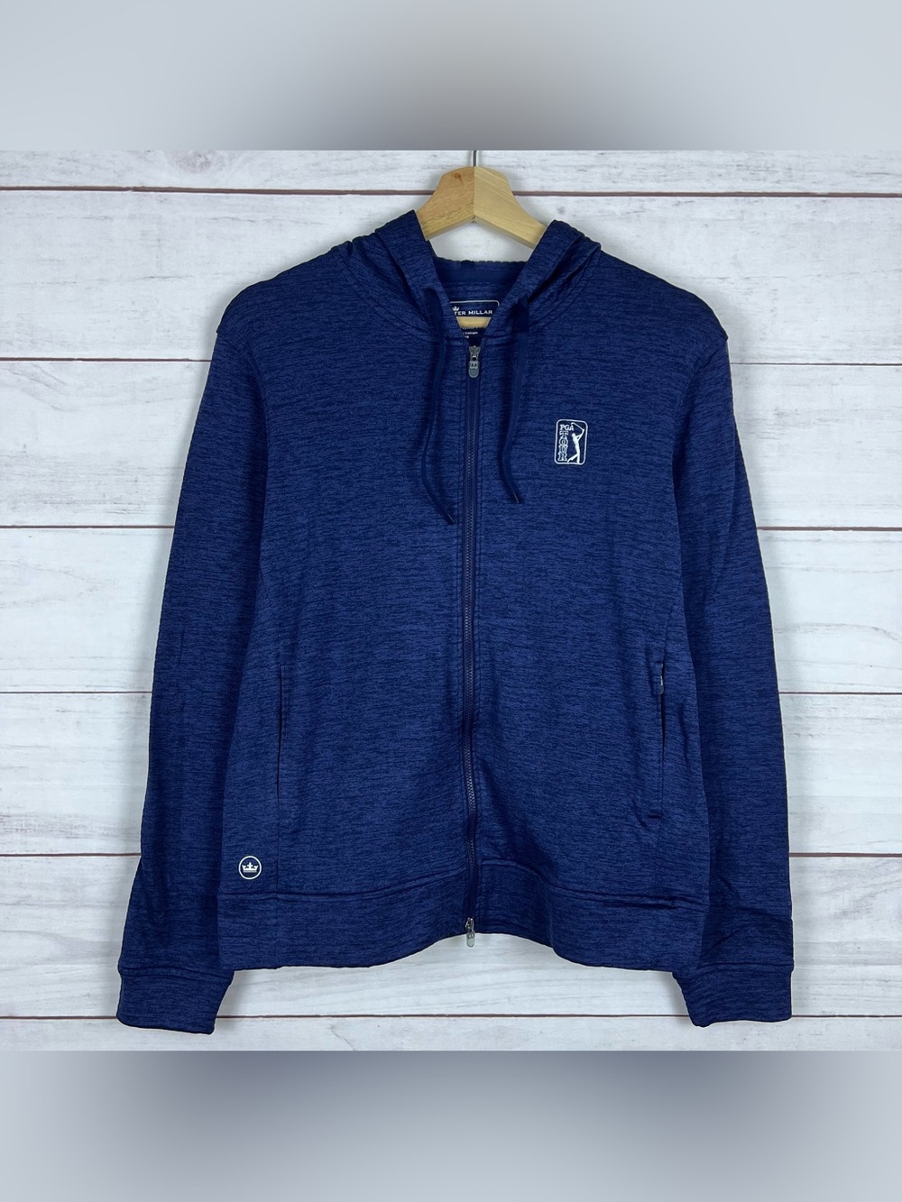 Peter Millar Maven Hoodie Womens Large Blue Full Zip Knit Performance TPC